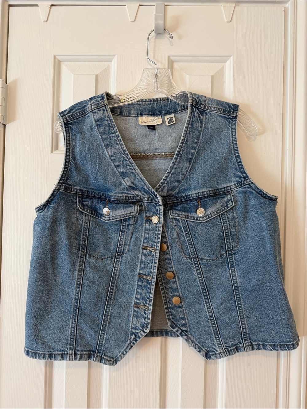 Universal Thread Light Blue Denim Vest with Button Front